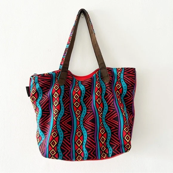 Laurel Burch Colorful Cats Artsy Canvas Shoulder Bag Tote Purse - Picture 2 of 7